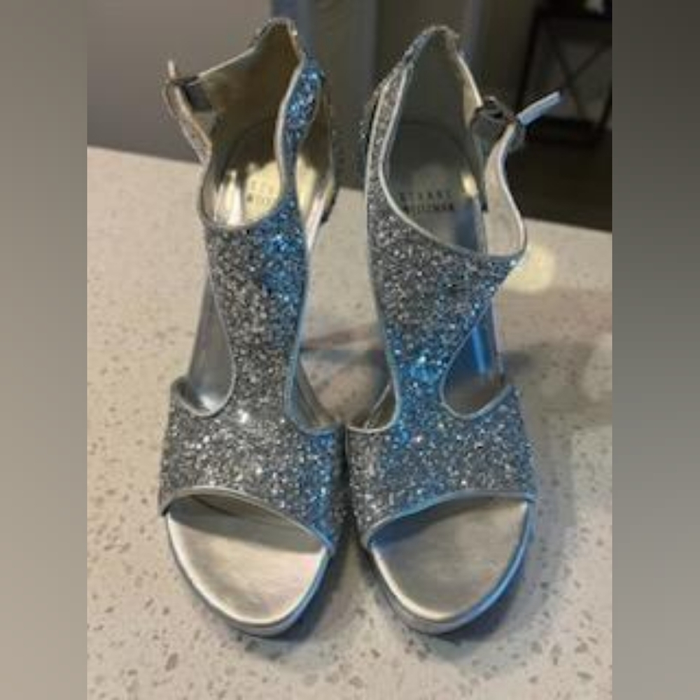 Stuart Weitzman Glitter Platform Sandal Size 6 1/2  Sample